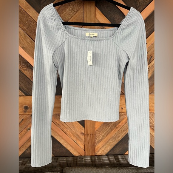 NWT Ribbed Square-Neck Long-Sleeve Tee Size Medium - Picture 6 of 14